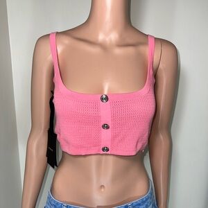 2 / $100 🩷NWT Pinko Pink Knit Crop Tank Sleeveless Top Button Detail Teruel Top